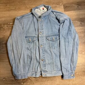Vintage Pepsi Denim Trucker Jacket Light Wash 90s Promo Blue Jean Large Mens